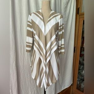 Striped Tan and White Women's sweater by Travelers for Chicos. Size 0/small